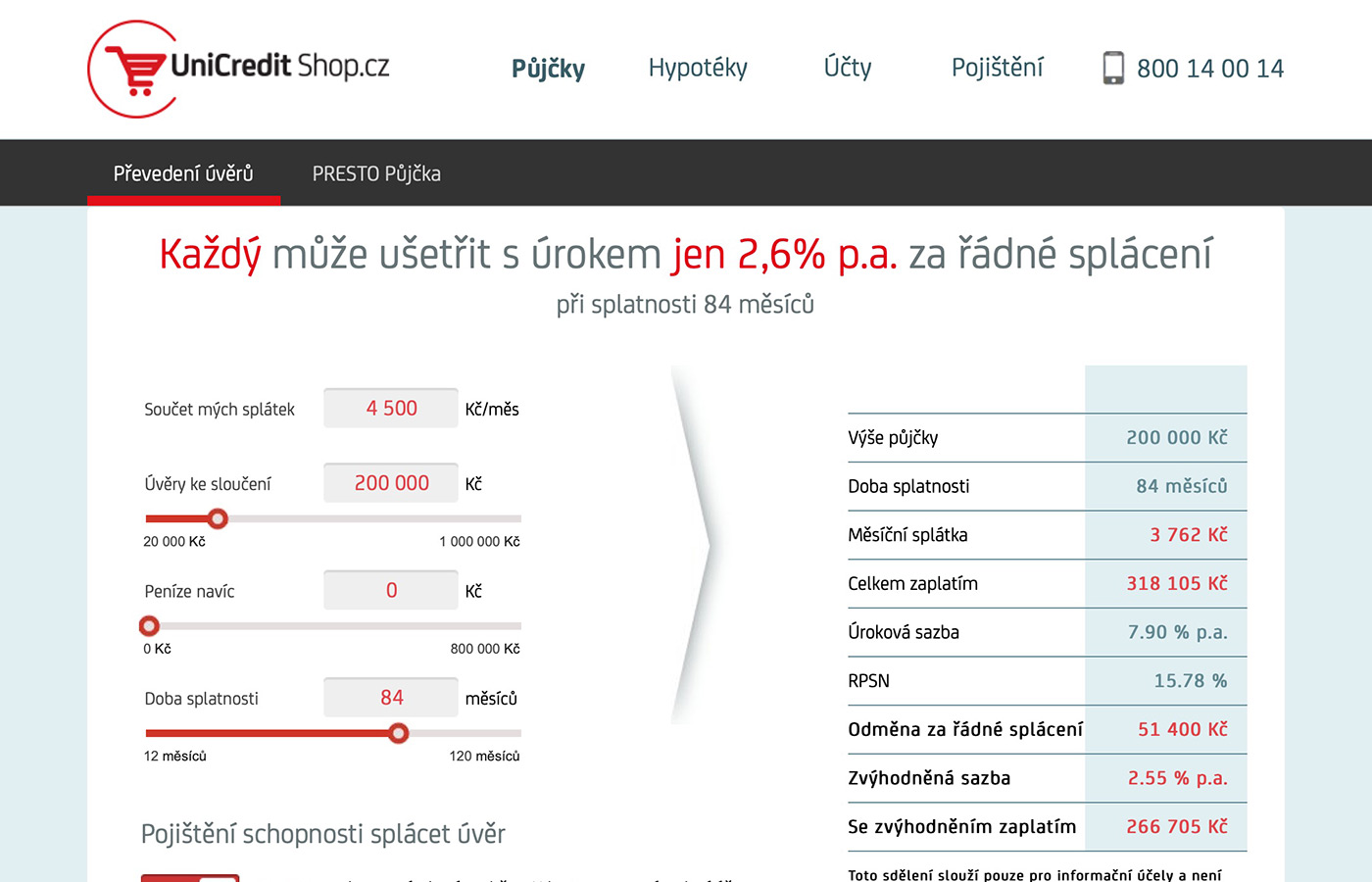 Webové stránky https://www.unicreditshop.cz/online-pujcky#/slouceni-uveru