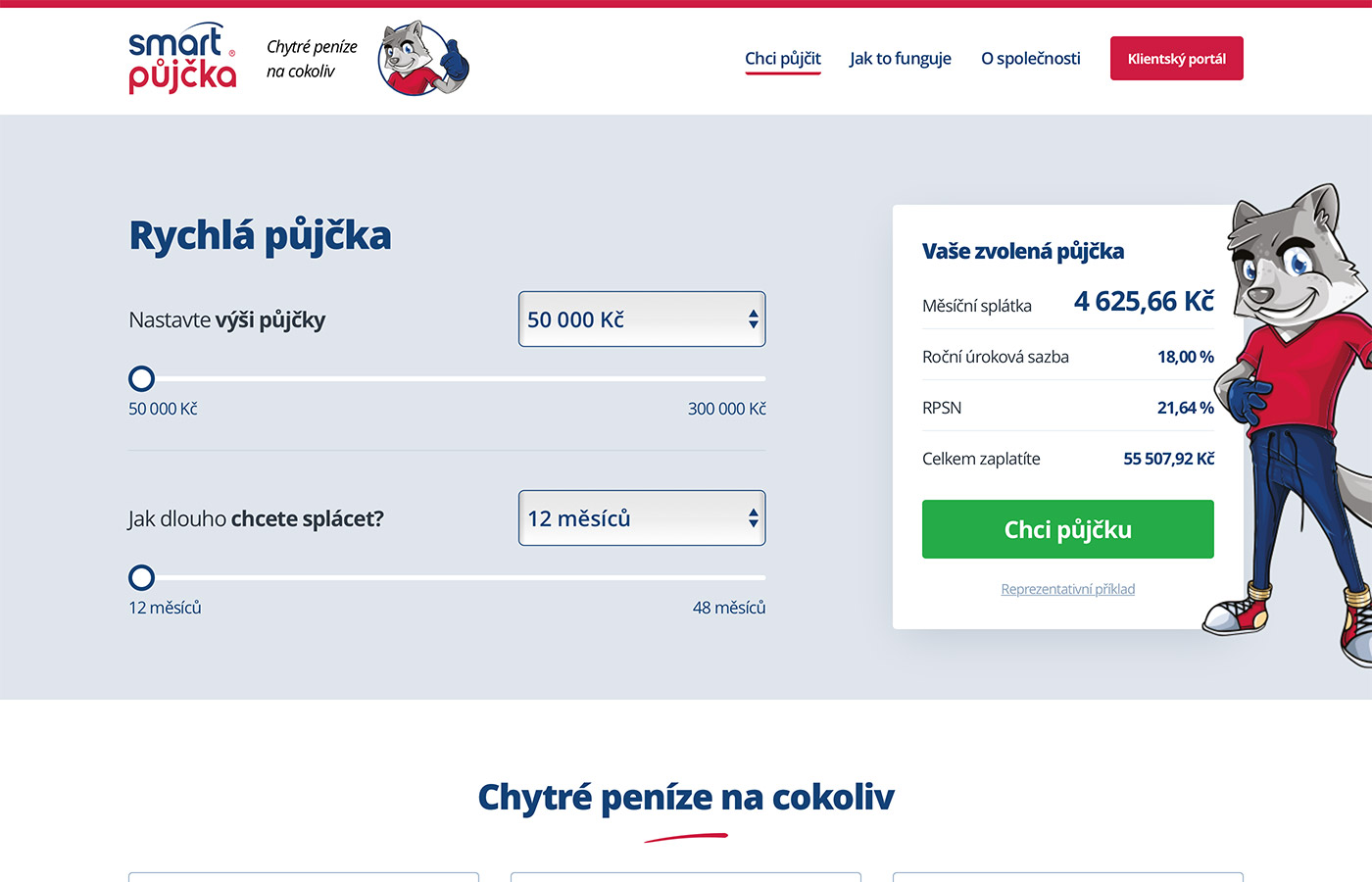 Webové stránky https://www.smartpujcka.cz
